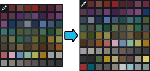 Paint palette before and after